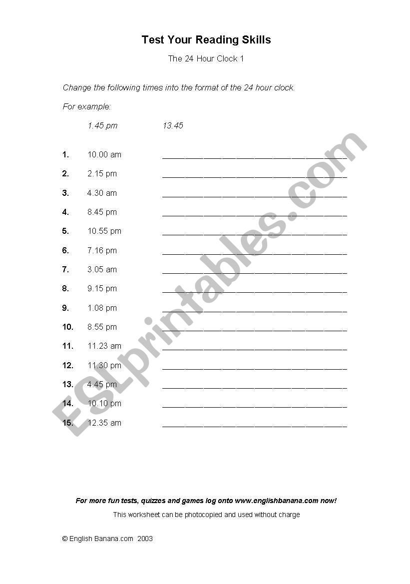 the hours worksheet