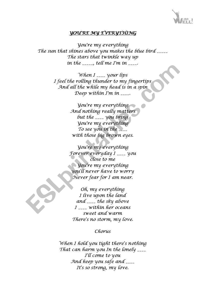 Youre my everything worksheet