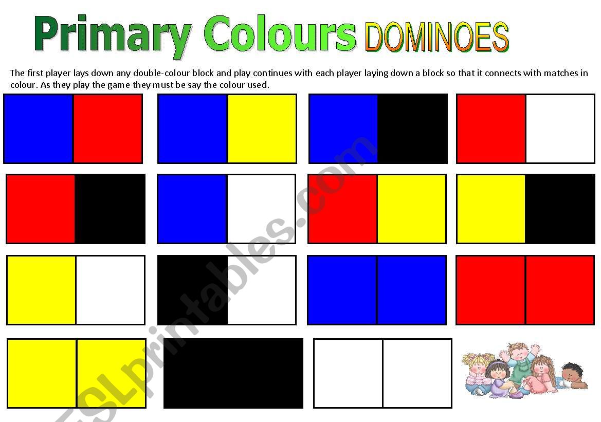 PRIMARY COLOURS DOMINOES worksheet