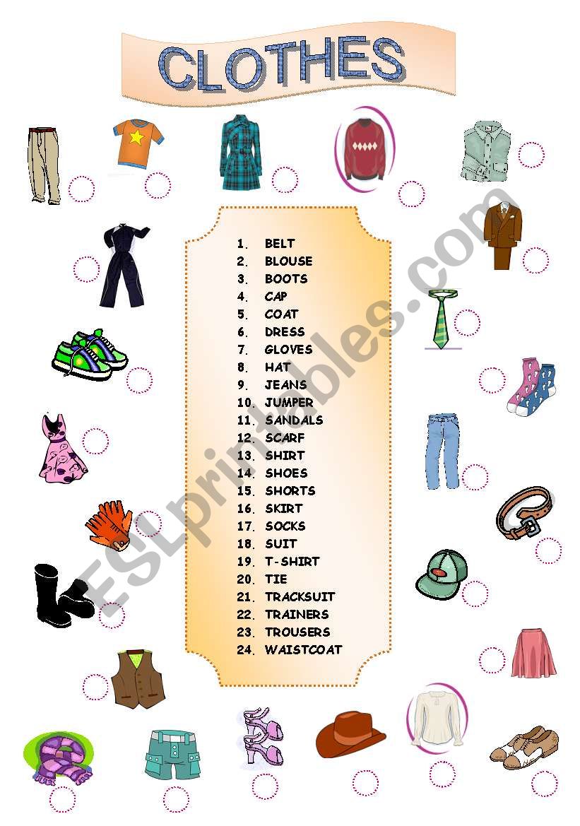 CLOTHES MATCHING worksheet