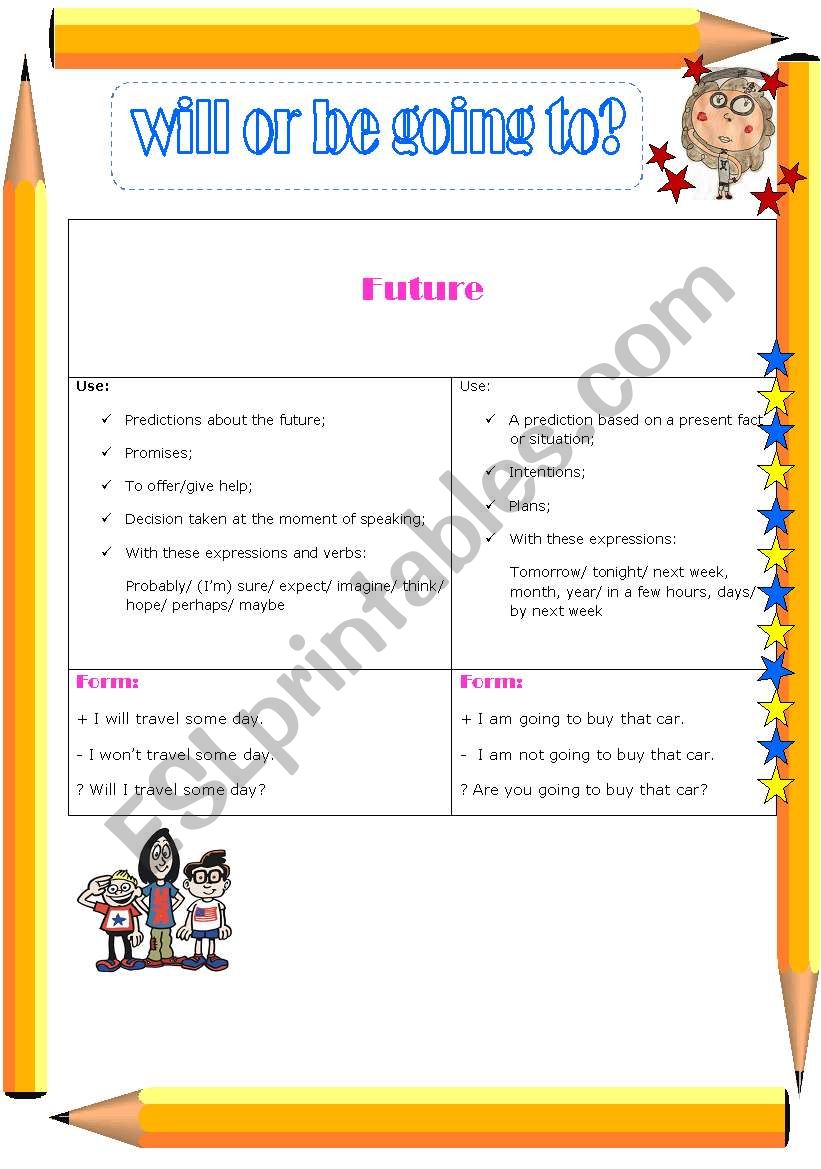 will or be going to? worksheet