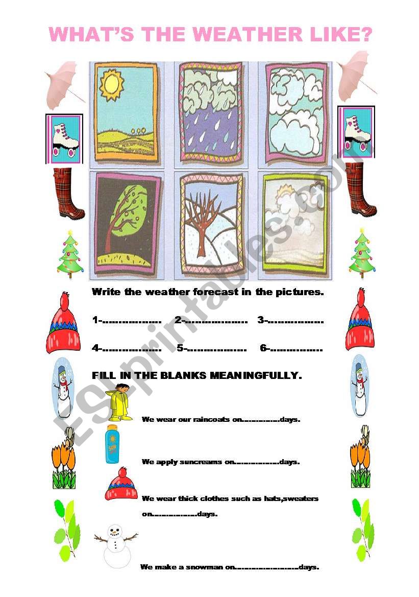 weather , days of the week worksheet
