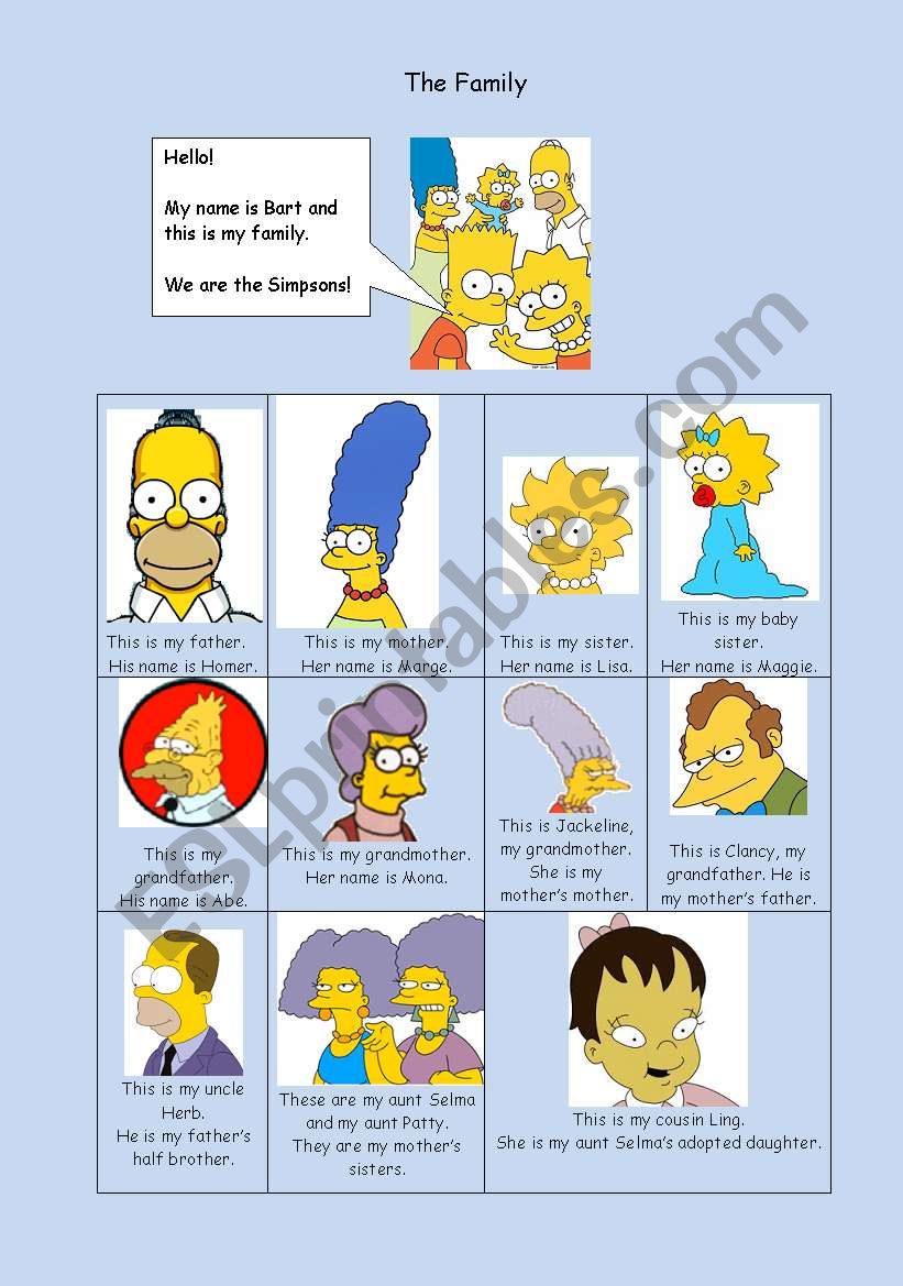 The Simpson  Family worksheet