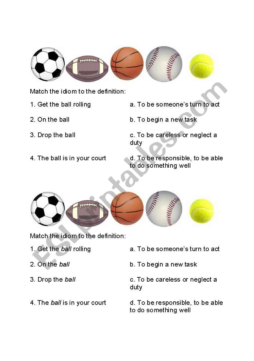 Ball Idioms worksheet