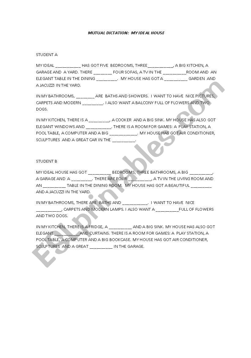 MUTUAL DICTATION worksheet