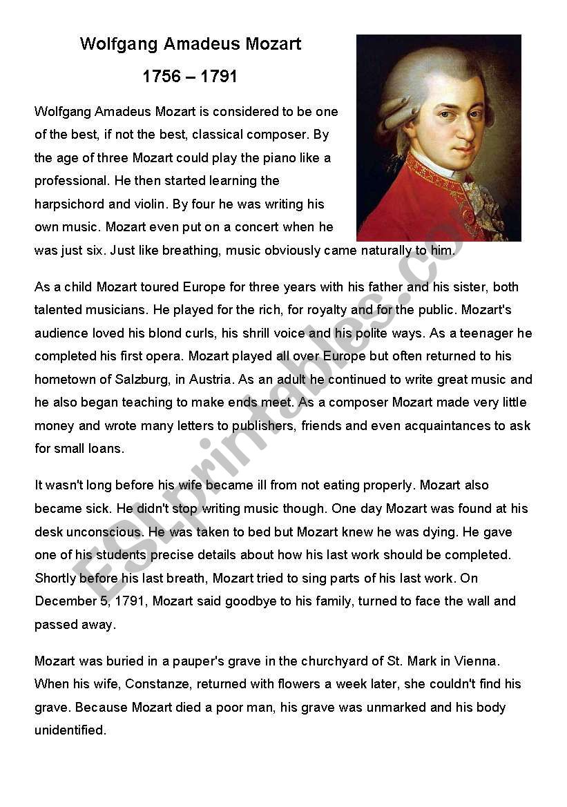 A Reading about Amadeus Mozart