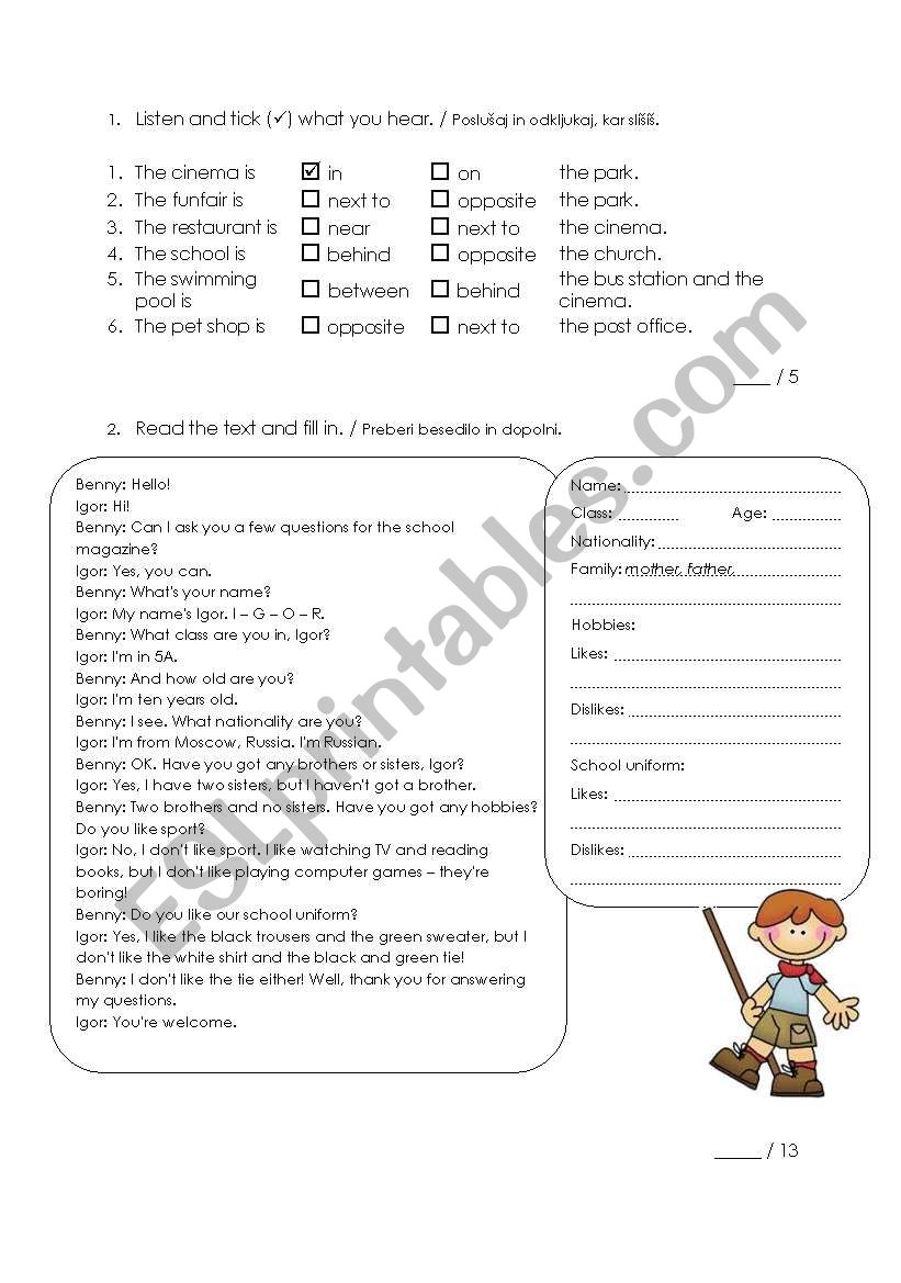 5th grade exercises + Key worksheet