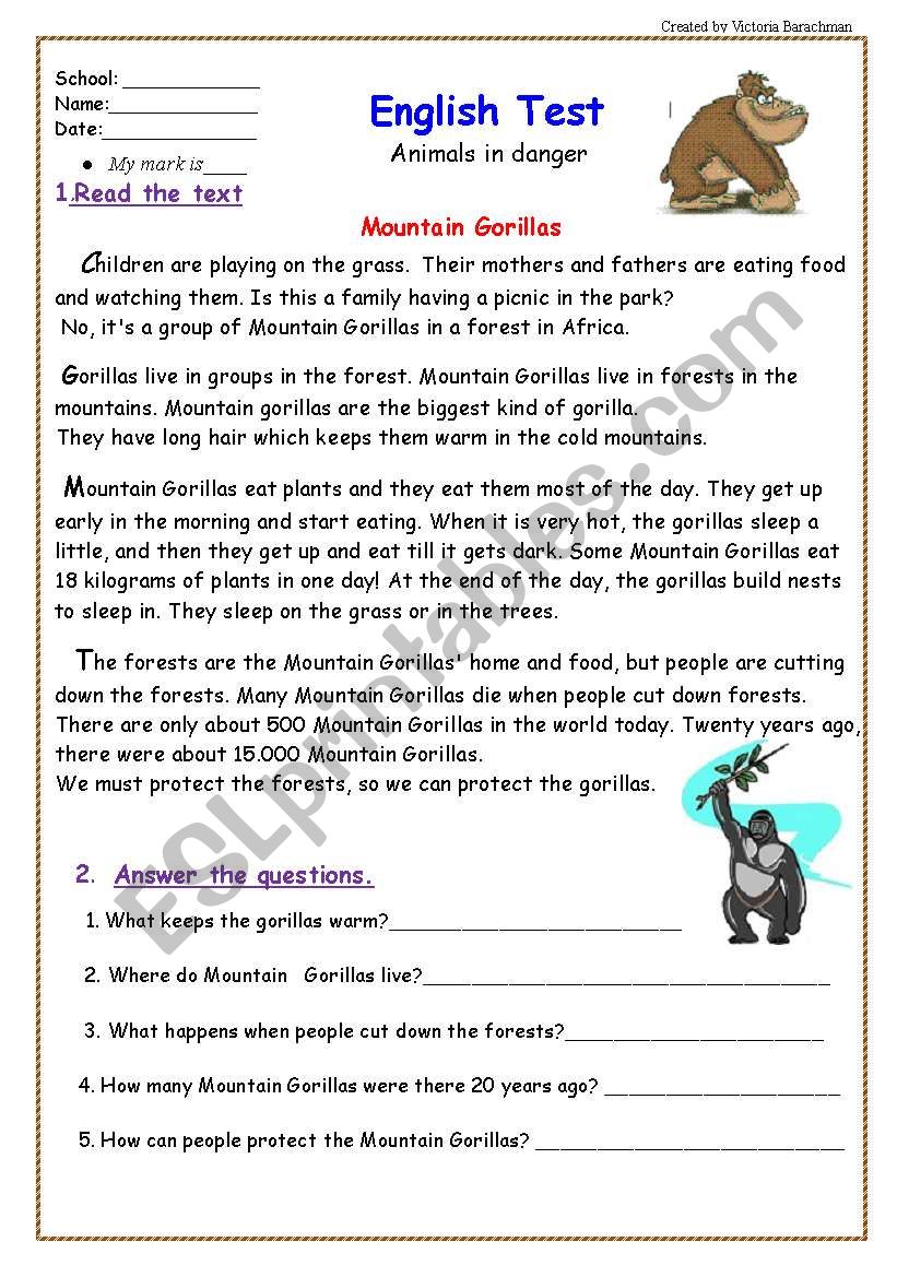 Animal work sheet worksheet