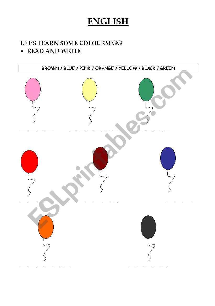 Colours worksheet