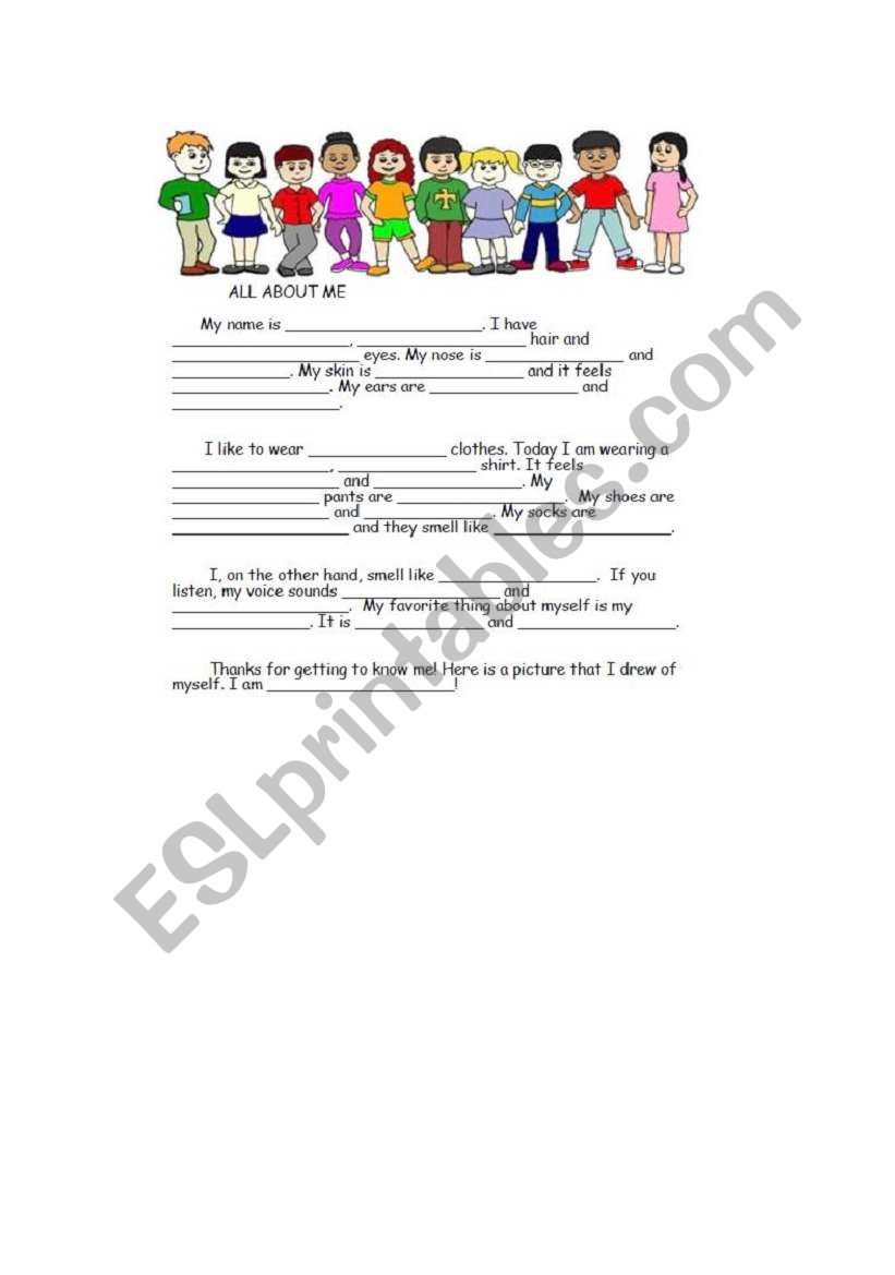 all about me worksheet