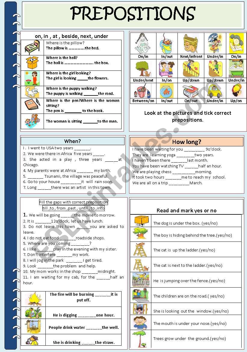 PREPOSITIONS (time & place) worksheet