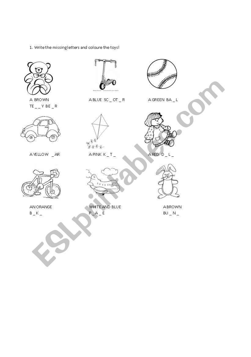 Toys worksheet