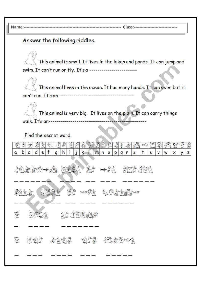 riddles worksheet