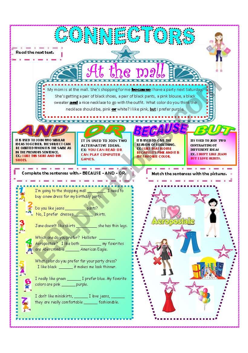 connectors-esl-worksheet-by-supergirls