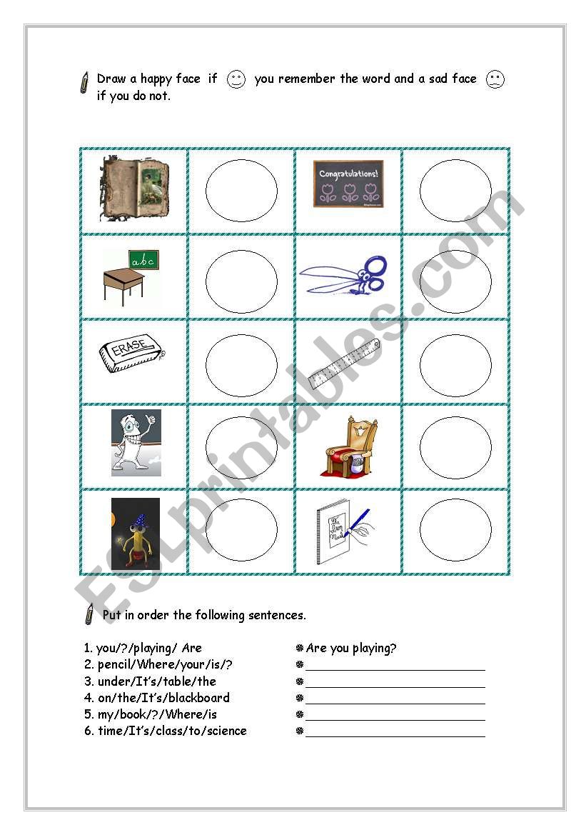 Assessment activities worksheet
