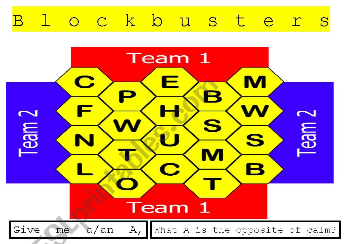Blockbusters board worksheet