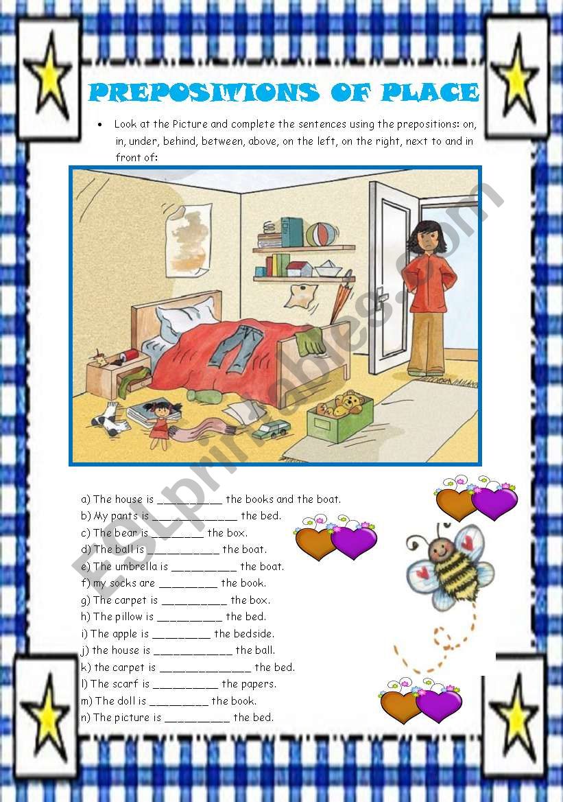 PREPOSITIONS OF PLACE worksheet