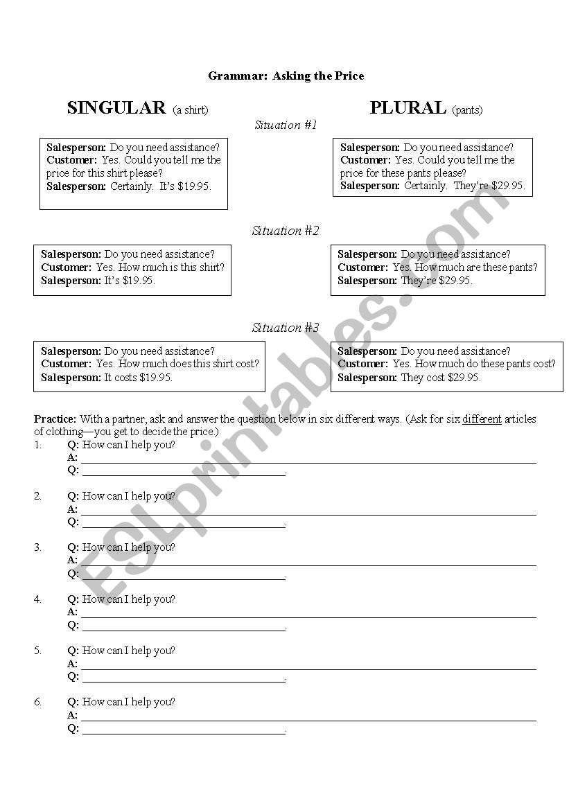 Clothes Shopping worksheet