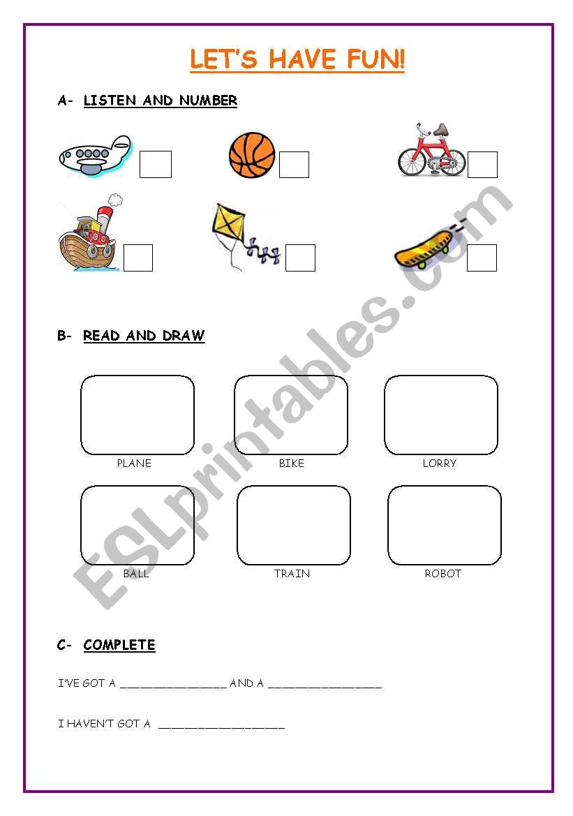toys - part 2 (TEST 6) worksheet