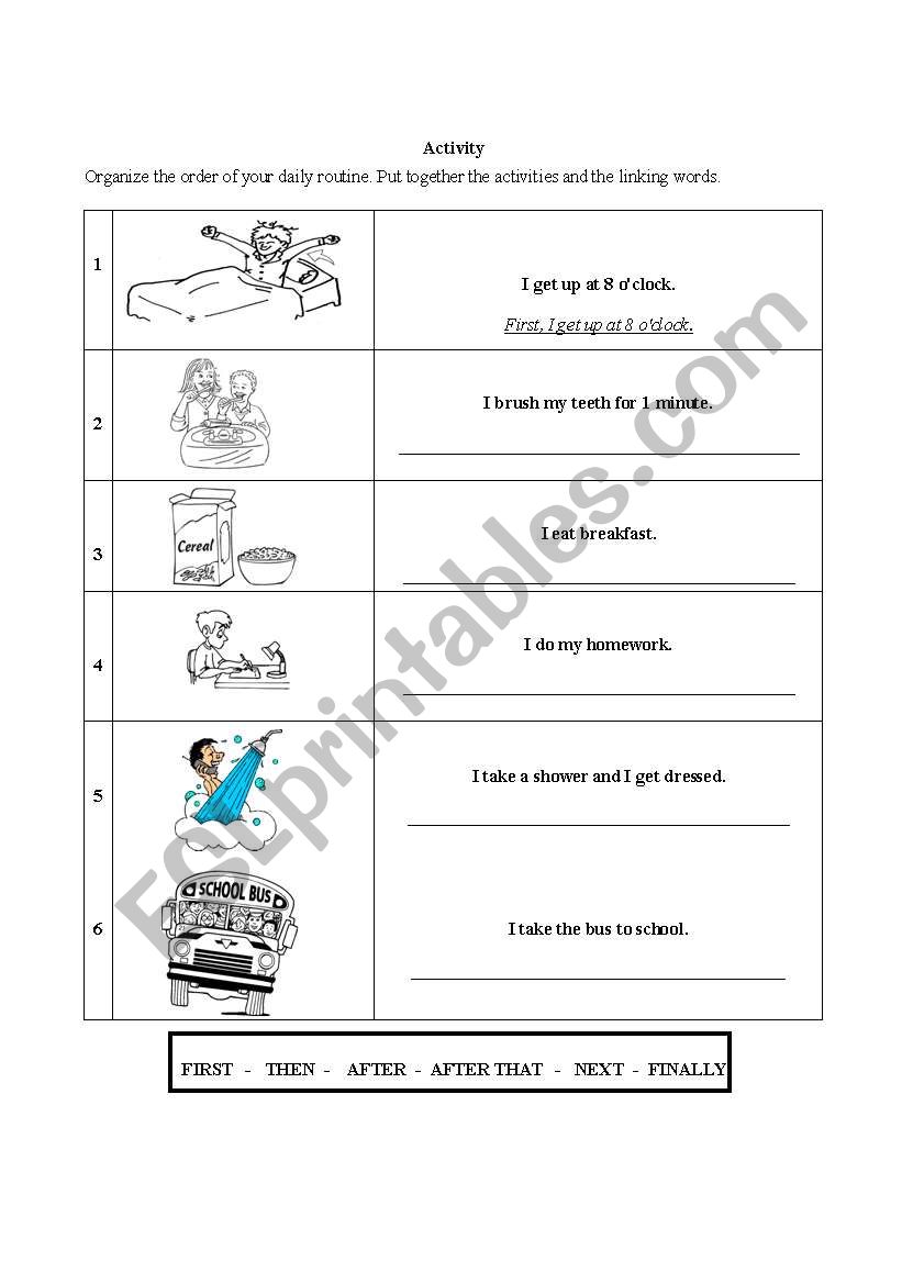 daily routine plus actions worksheet