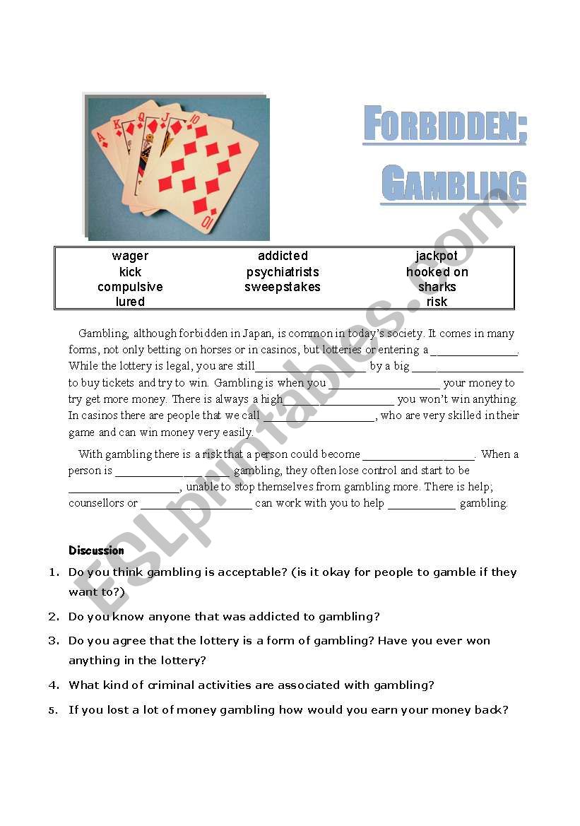 Lets Discuss- Gambling worksheet