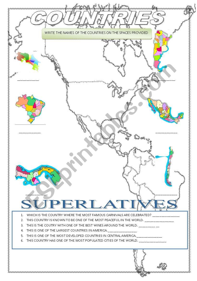 COUNTRIES worksheet