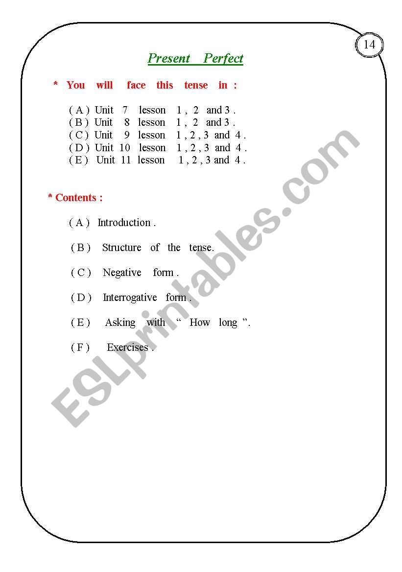 present perfect worksheet