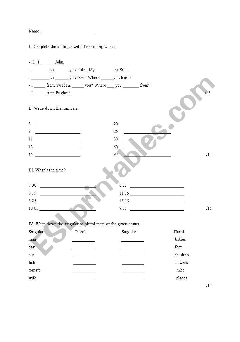 Test worksheet