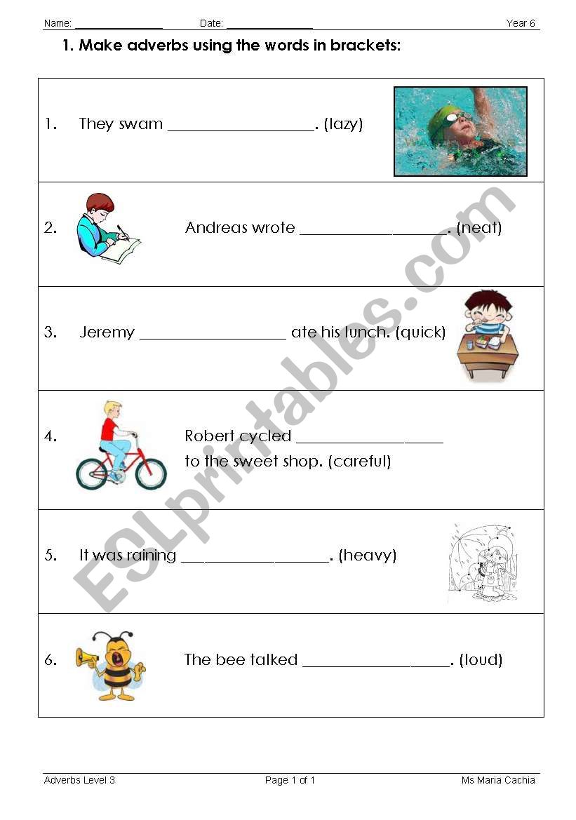 Adverbs worksheet