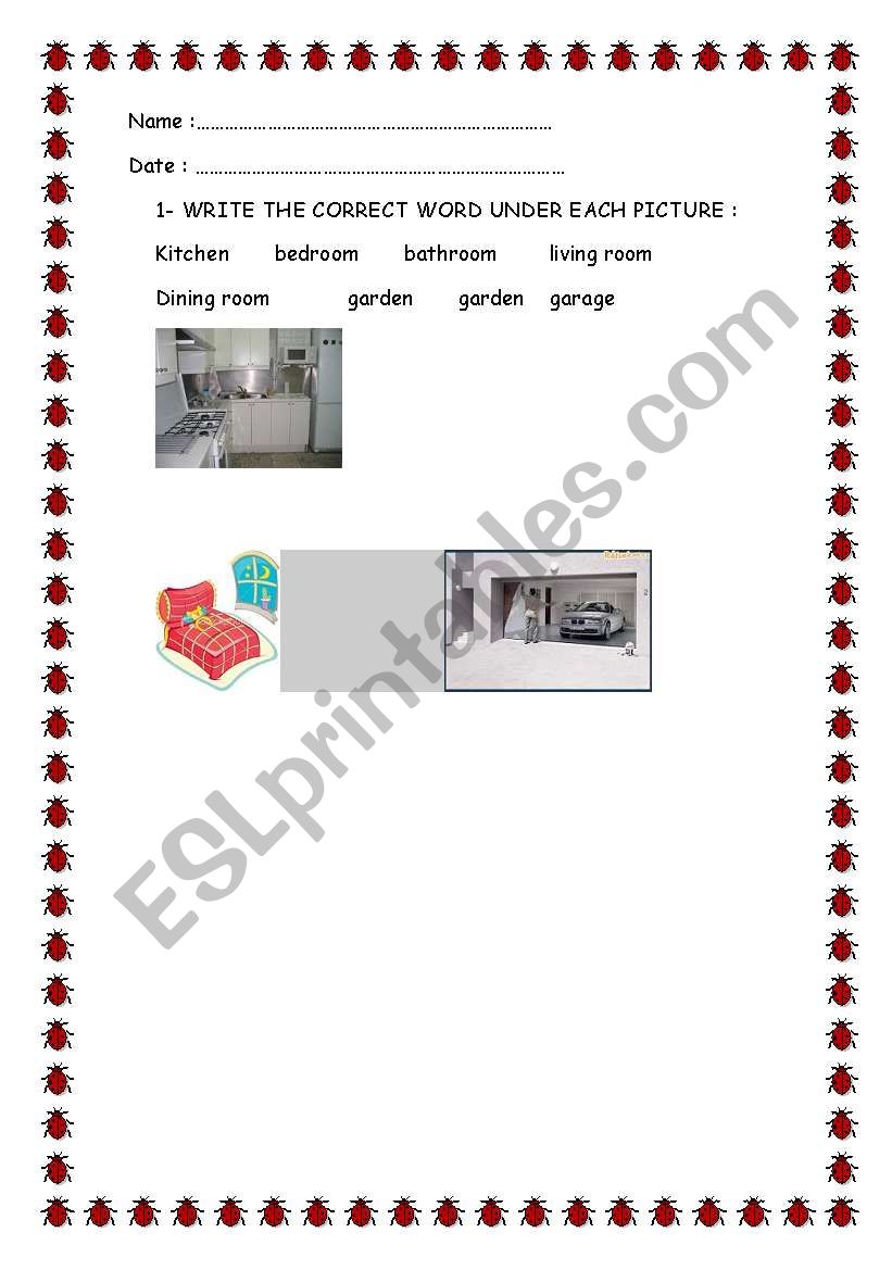 rooms exam worksheet