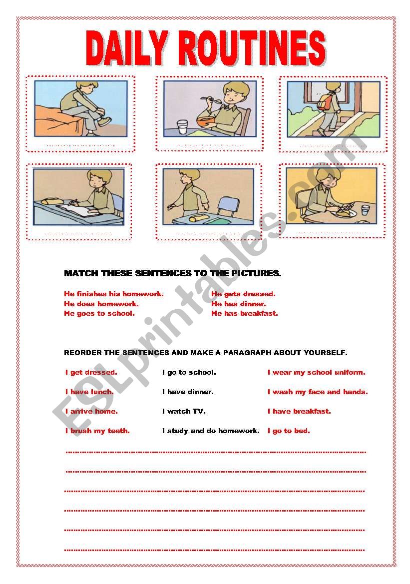 daily routines 2 worksheet