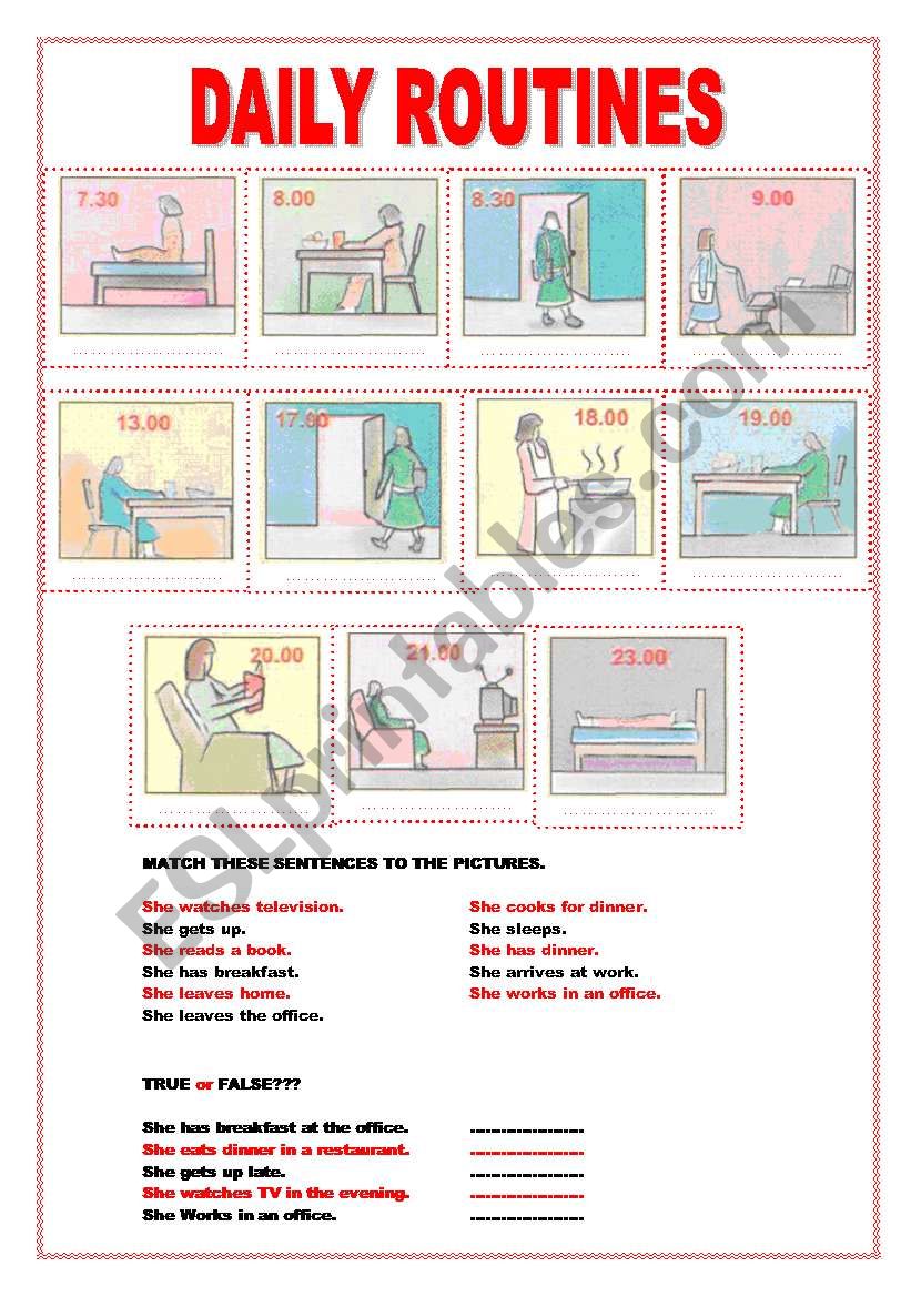 daily routines 3 present simple