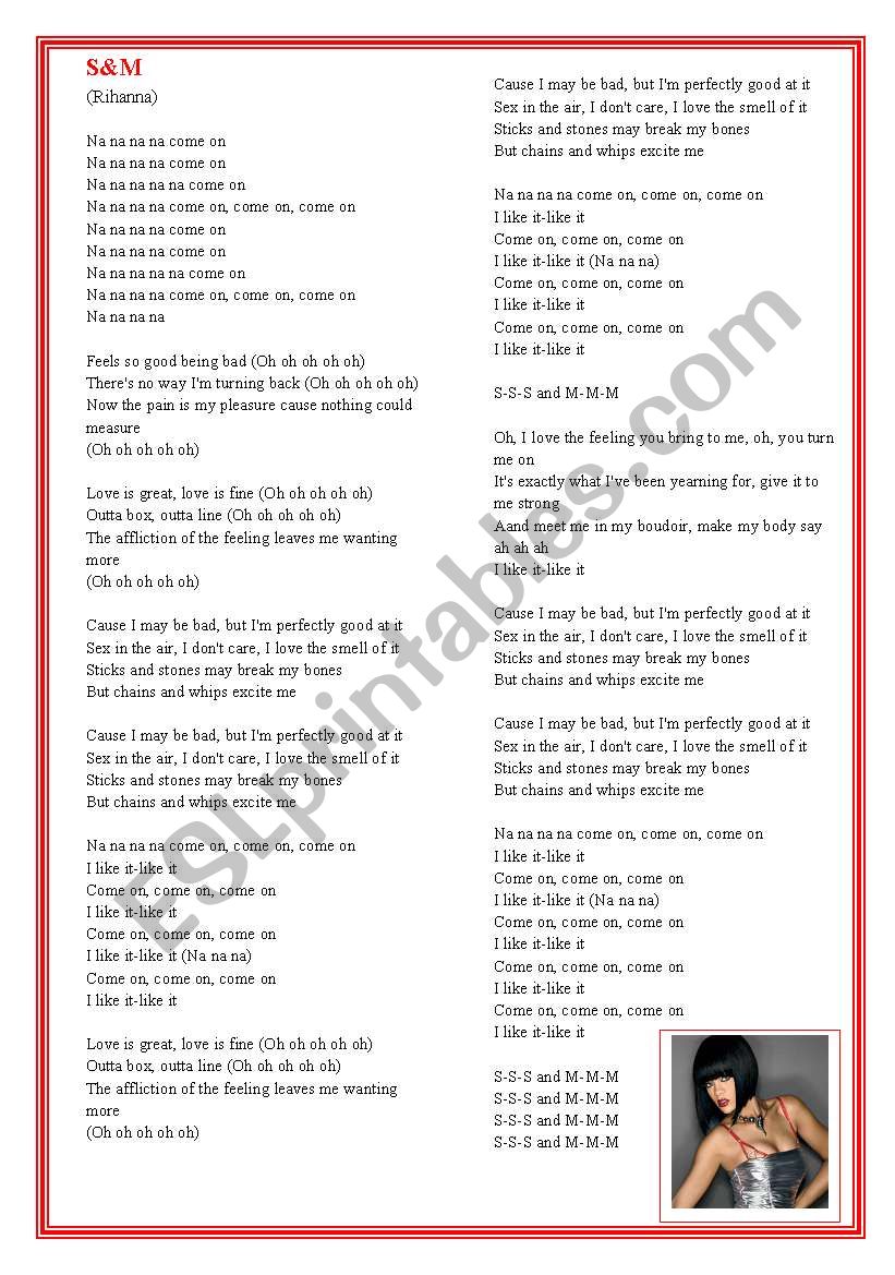 S&M - Rihanna worksheet