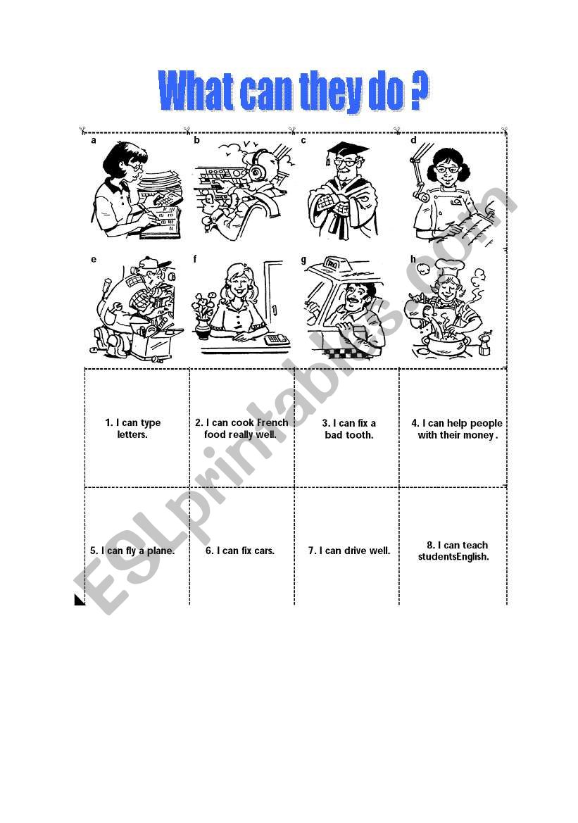 Can and jobs worksheet