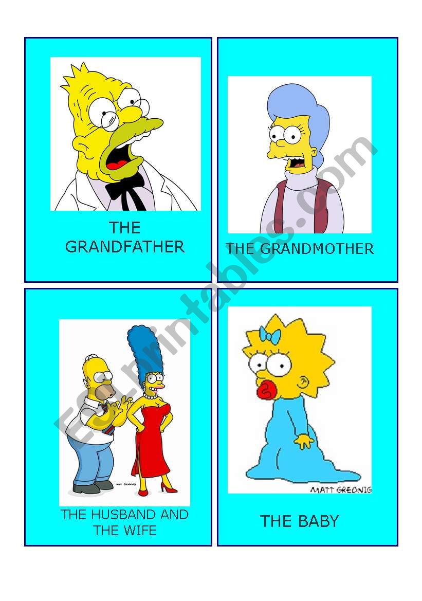 Simpson family flashcards  2 worksheet