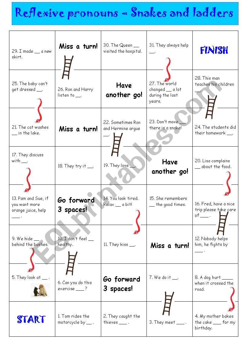reflexive pronouns - snakes and ladders