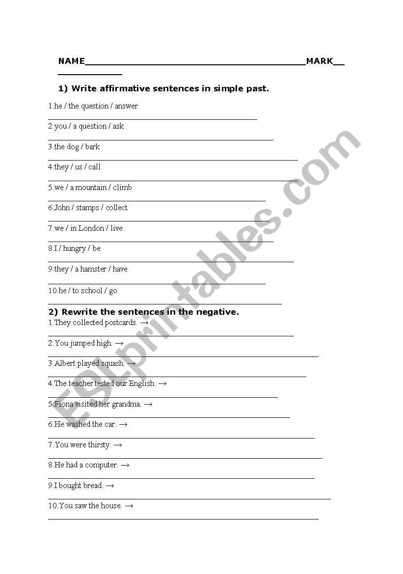 Past Simple worksheet