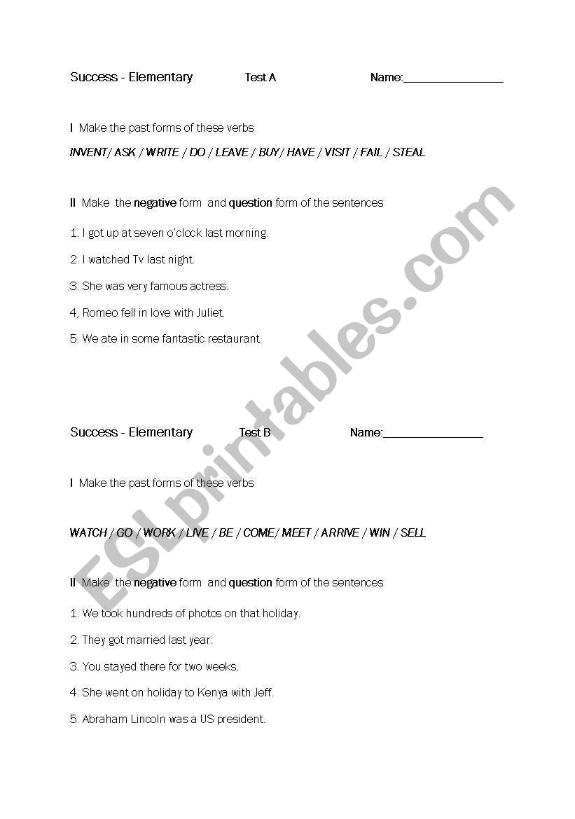 past simple tense exercises worksheet