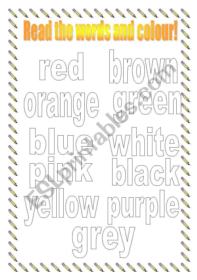 Colours worksheet