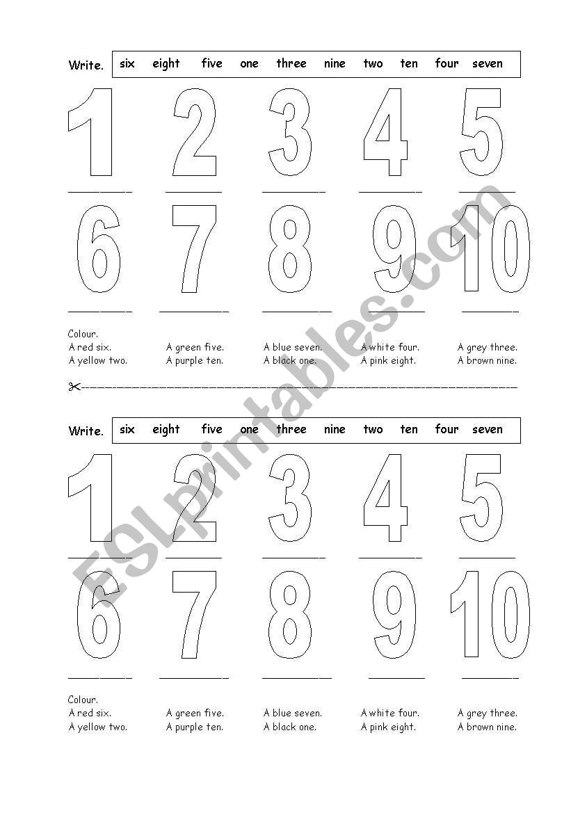 Numbers 1-10 worksheet