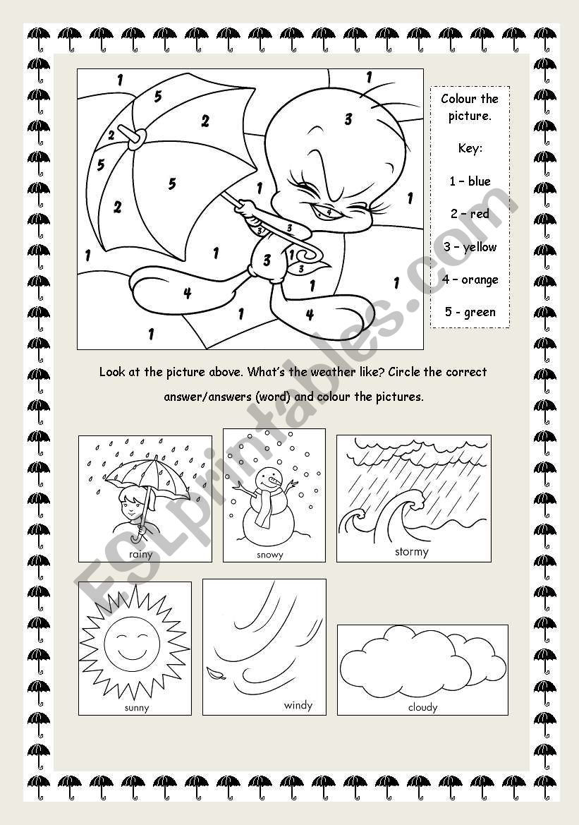 Colours and weather worksheet