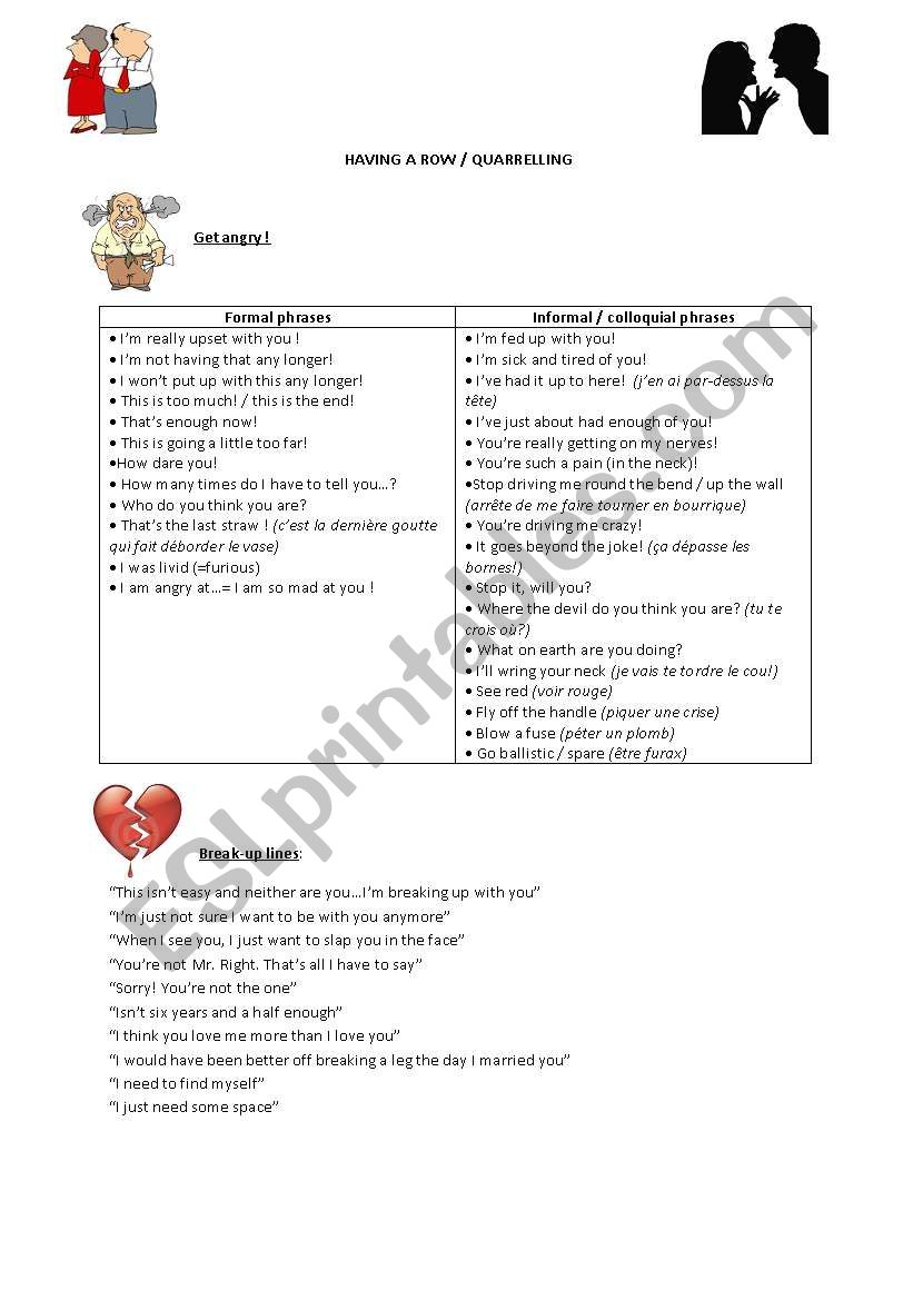 how to quarrel worksheet