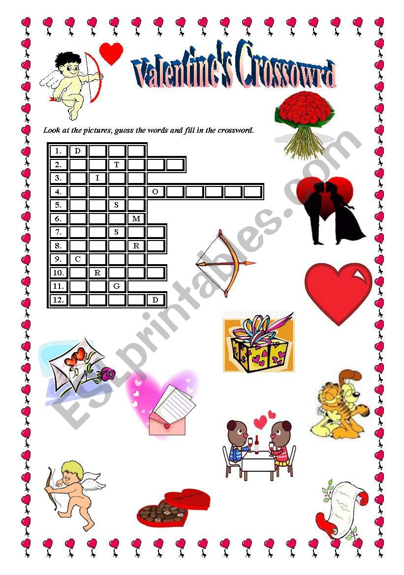 Valentines Crossword worksheet