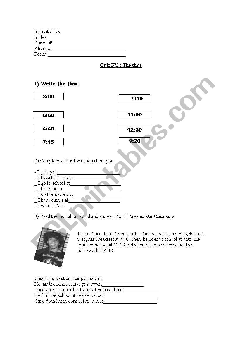 testing the time worksheet