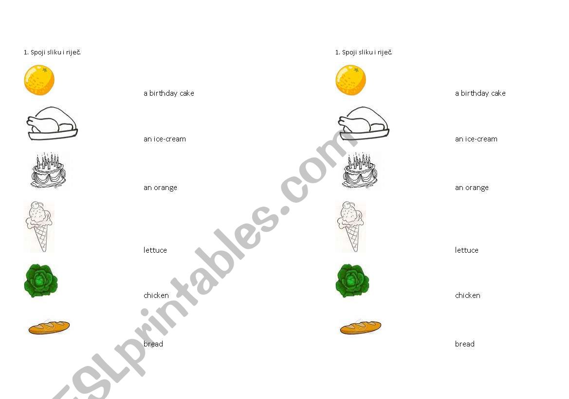 Food and drinks worksheet