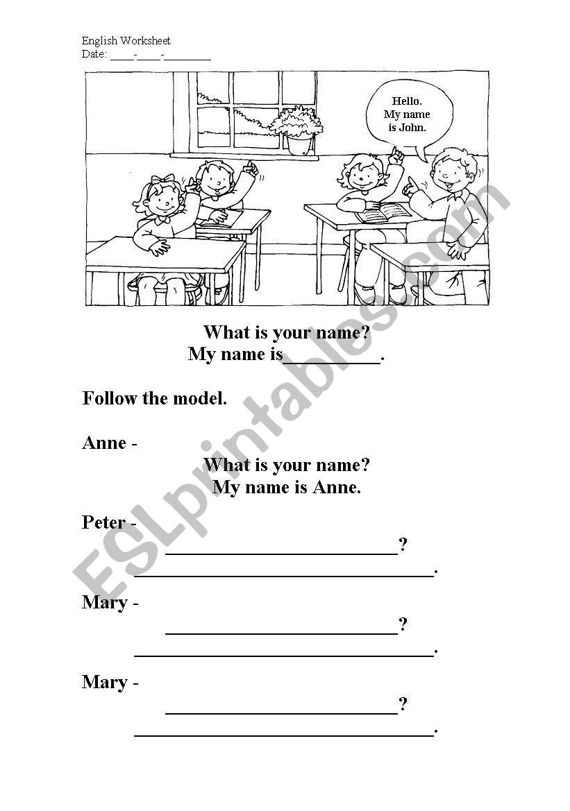 My name is worksheet