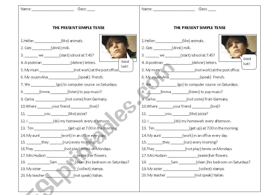 present simple worksheet