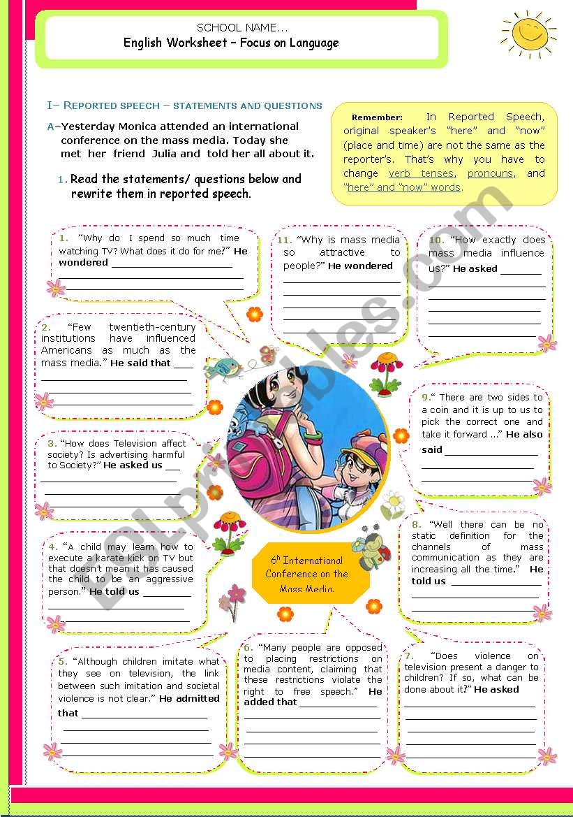 Reported Speech  -  Statements and Questions