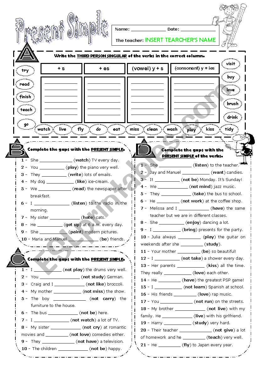 Present Simple (exercises) worksheet