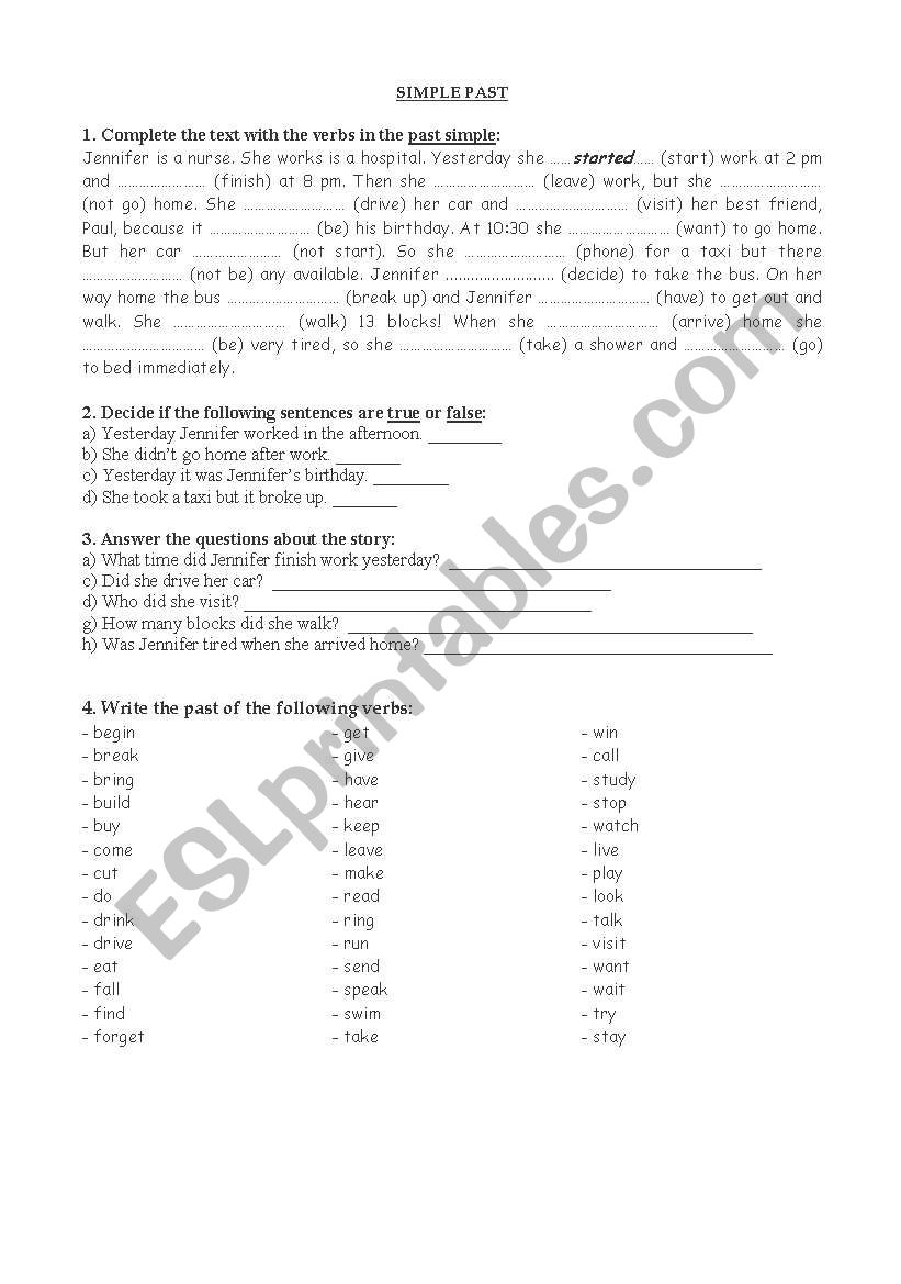 SIMPLE PAST AND PAST CONTINUOUS